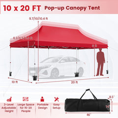 Pop Up Canopy Tent 10x20 FT with Carry Bag