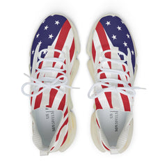Flag Shoes Men's Mesh Sneakers - USA Flag Running Shoes, Sporty Footwear, Casual Sneakers, Independence Day Gift, Active Lifestyle