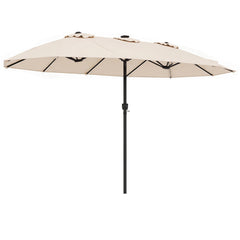 15.5 ft Patio Umbrella with Solar LED Lights & Crank