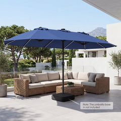 Patio Umbrella 15.5ft with Solar LED Lights and Crank