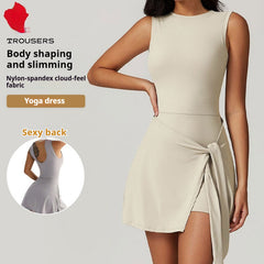 Women's Fitness Beauty-Back Yoga Dress – Sleeveless Active Mini