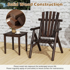 Solid Wood Patio Chair with Curved Seat and Slatted Backrest
