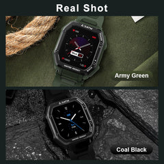 Rugged Smartwatch Men Outdoor Waterproof Fitness Tracker Blood Pressure