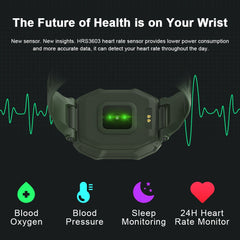 Rugged Smartwatch Men Outdoor Waterproof Fitness Tracker Blood Pressure