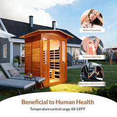 Outdoor Double Red Cedar Far Infrared Sauna Room