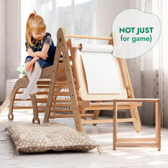 in1 Mon6tessori Climbing Set: Triangle Ladder + Arch/Rocker + Slide/Ramp + Net + Cushion + Art Addition