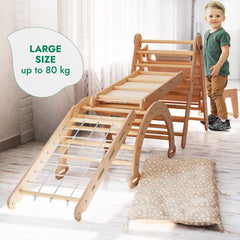 in1 Mon6tessori Climbing Set: Triangle Ladder + Arch/Rocker + Slide/Ramp + Net + Cushion + Art Addition
