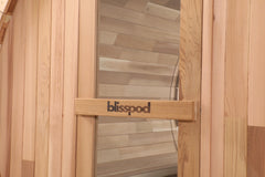 Blisspod, Prague, Canadian Red Cedar Outdoor Steam Barell Sauna, 2-4 / 4-6 persons with Full Glass Back & 2 front Porch seats