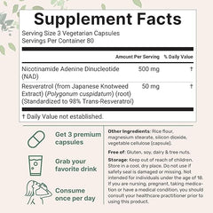 NAD+ Advanced 500MG Liposomal NAD+ with Resveratrol - NAD Supplement for Men & Women - NMN Alternative for Cellular Energy & Healthy Aging - 60 Capsules, 30 Day Supply