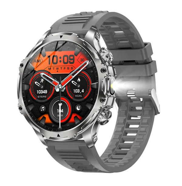 AK75 Smartwatch Flashlight BT Calling Outdoor Fitness Tracker Large Battery