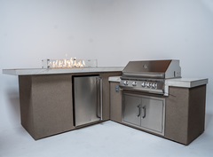 OutdoKoKoMoor Kitchen Island with Fire Feature – 7'6" x 9'
