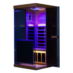 909MX Mini 1 Person Infrared Sauna 3 Sides Large glass panels