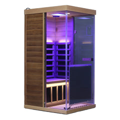909MX Mini 1 Person Infrared Sauna 3 Sides Large glass panels