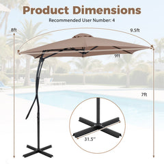 9 FT Cantilever Umbrella with Cross Base and Crank Handle