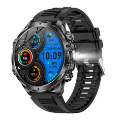 AK75 Smartwatch Flashlight BT Calling Outdoor Fitness Tracker Large Battery