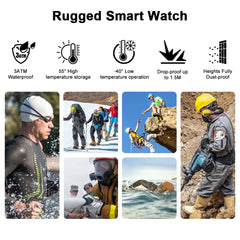 Rugged Smartwatch Men Outdoor Waterproof Fitness Tracker Blood Pressure