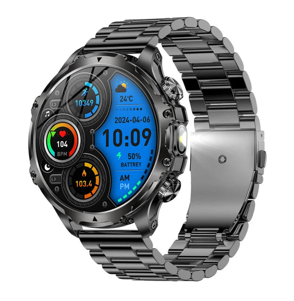 AK75 Smartwatch Flashlight BT Calling Outdoor Fitness Tracker Large Battery