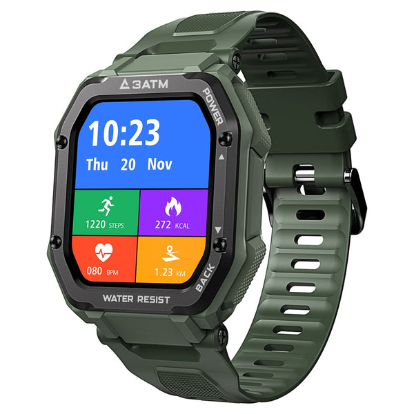 Rugged Smartwatch Men Outdoor Waterproof Fitness Tracker Blood Pressure