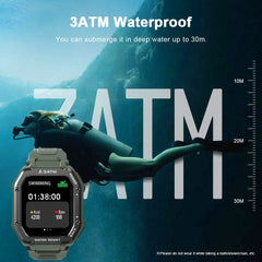 Rugged Smartwatch Men Outdoor Waterproof Fitness Tracker Blood Pressure