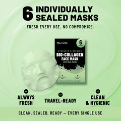 Bio-Collagen Hydrogel Face Mask, Hydrating & Repairing Mask with Snail Mucin & Hyaluronic Acid, 6 Masks