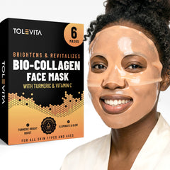 Bio-Collagen Hydrogel Face Mask, Brightening & Illuminating Mask with Turmeric & Vitamin C, 6 Masks