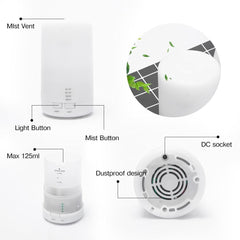 Mini USB Ultrasonic Humidifier Aromatherapy Diffuser LED Night Light Portable