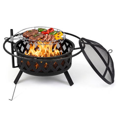 Inch- 36Fire Pit Table with Adjustable Rotatable Grill Grate