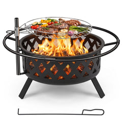 Inch- 36Fire Pit Table with Adjustable Rotatable Grill Grate