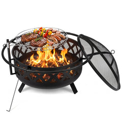 Inch- 36Fire Pit Table with Adjustable Rotatable Grill Grate