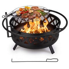 Inch- 36Fire Pit Table with Adjustable Rotatable Grill Grate