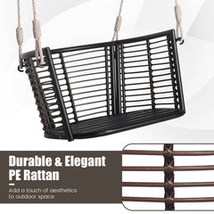 Hanging Rattan Porch Swing Chair with Cushions