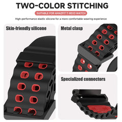 Marine band for Amazfit watch T-rex 3/2/ultra two-tone elastic silicone strap for T-Rex/T Rex Pro breathable sport bracelet
