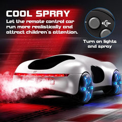 NEW cool sports car dual spray with sound and cool lights four-wheel drive science fiction concept car children's remote control