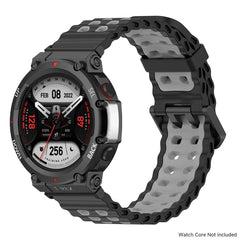 Marine band for Amazfit watch T-rex 3/2/ultra two-tone elastic silicone strap for T-Rex/T Rex Pro breathable sport bracelet