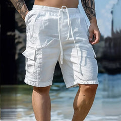 Men's Loose White Cargo Beach Shorts 2026