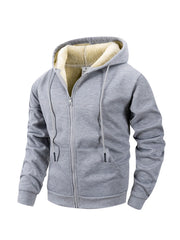 Winter Men’s Fleece Zipper Jacket – Thick Windproof Hooded Coat for Casual Wear & Outdoor Sports