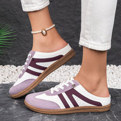 Women's Slip-On Half Slipper Sneakers | Color-Block Striped Casual Shoes in 3 Colors | EU 36–43