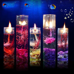 Candle Color Fragrance Smokeless Candle Ocean Shell Jelly Candle Scented Pillar Candles Ocean Scented Candles Long Lasting Blue Candles for Home Scented Candles ForWedding Valentine's Day Christmas