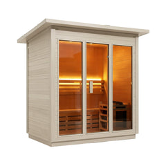 Custom 4-Person Luxury Spruce Outdoor Steam Sauna With Heater And Stones [Made-To-Order] (SAK87912)