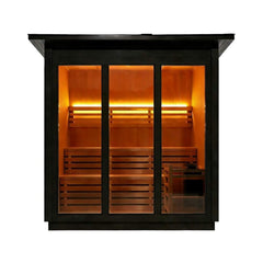 Custom 4-Person Luxury Spruce Outdoor Steam Sauna With Heater And Stones [Made-To-Order] (SAK87912)