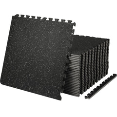 25 PCS 1/2 inch Thick Gym Floor Mats, 24" x 24" EVA Foam & Rubber Top Interlocking Workout Floor Mats with 100 sq.ft Coverage, Waterproof Exercise Puzzle Flooring for Gym, Home, Garage, Basement