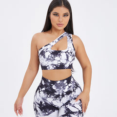 Seamless One-Shoulder Bra & Scrunch Leggings Set - High Waisted Yoga Pants