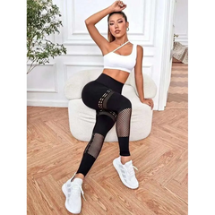Hollow Seamless Yoga Pants with Mesh Panels