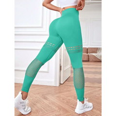 Hollow Seamless Yoga Pants with Mesh Panels
