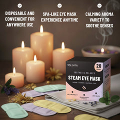 Steam Eye Mask, Self-Heating & Soothing Eye Mask for Relaxation & Eye Fatigue Relief, 20 Masks