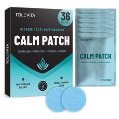 Calm Patches Relaxation & Stress Relief with GABA, Ashwagandha, L-Theanine, Passion Flower, Magnesium, 36 patches
