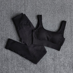 Women's Sportswear Yoga Set Workout Clothes Athletic Wear Sports Gym Legging Seamless Fitness Bra Crop Top Long Sleeve Yoga Suit