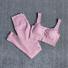Women's Sportswear Yoga Set Workout Clothes Athletic Wear Sports Gym Legging Seamless Fitness Bra Crop Top Long Sleeve Yoga Suit