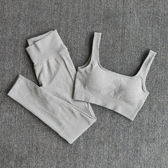Women's Sportswear Yoga Set Workout Clothes Athletic Wear Sports Gym Legging Seamless Fitness Bra Crop Top Long Sleeve Yoga Suit
