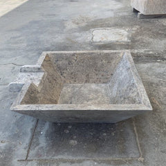 Silver Travertine Natural Stone Pool Square Poolwok with Lip
